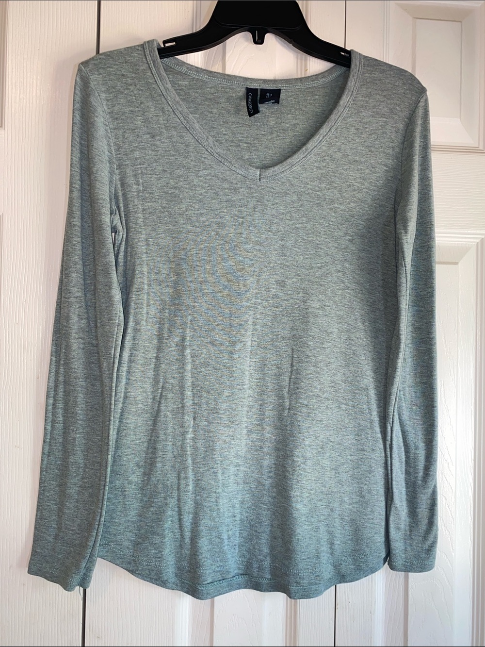 Cynthia Rowley Heather Seafoam Green V-Neck Long Sleeve Tee